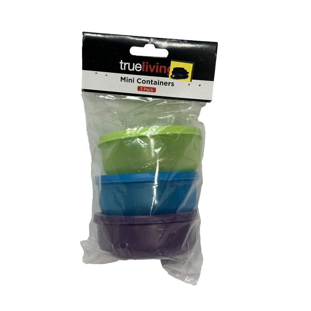 true living mini small containers with lids 3 pack‎ green blue purple